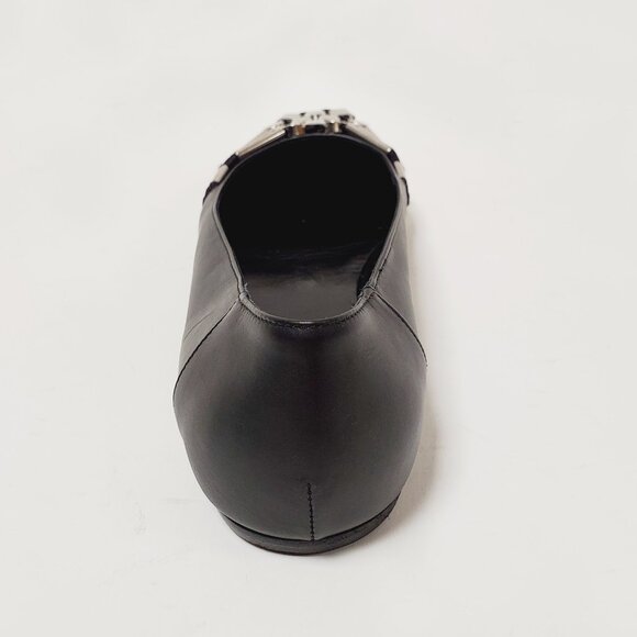 GUCCI SHOES BALLERINA FLATS BLACK LEATHER w HARDWARE sz 37.5 / 7.5 US - Picture 11 of 15